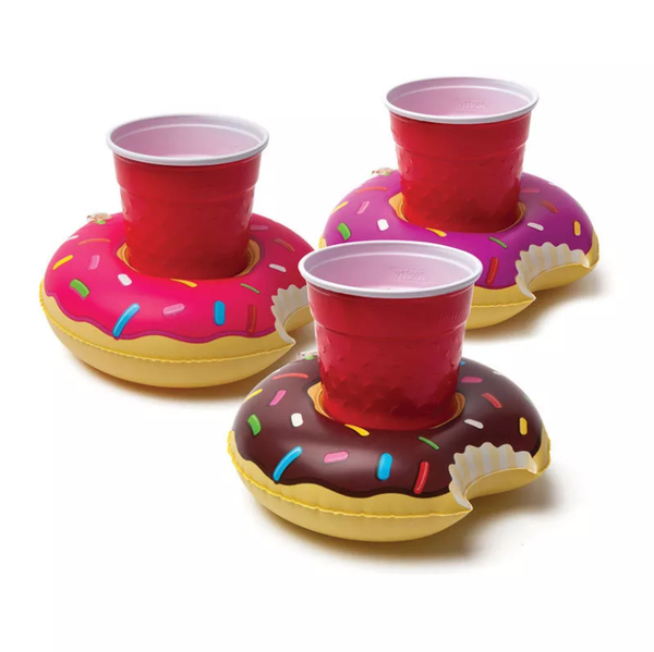 Floating Donuts Inflatable Drink Holder – 3 Pack