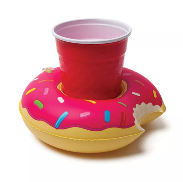 Floating Raspberry Donut Inflatable Drink Holder Pool Party Beach